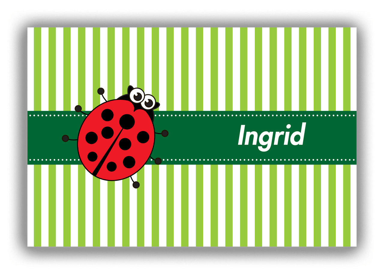 Personalized Bugs Canvas Wrap & Photo Print IX - Green Stripes - Ladybug - Front View