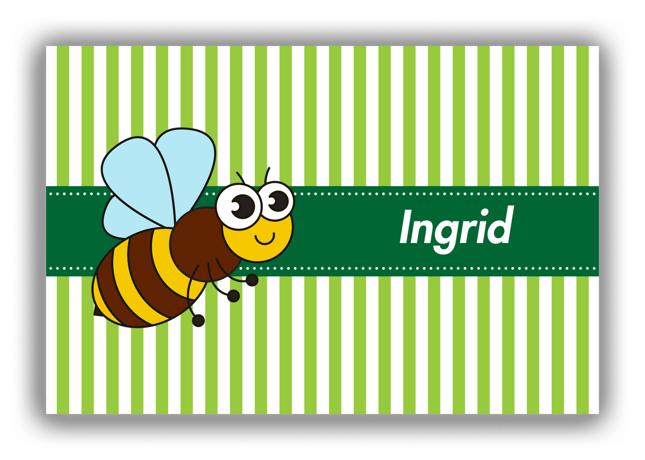 Personalized Bugs Canvas Wrap & Photo Print IX - Green Stripes - Bee - Front View
