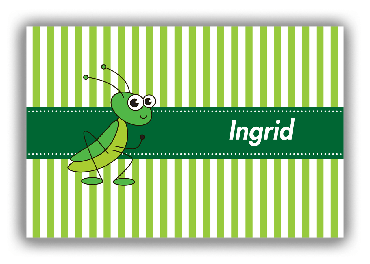 Personalized Bugs Canvas Wrap & Photo Print IX - Green Stripes - Grasshopper - Front View