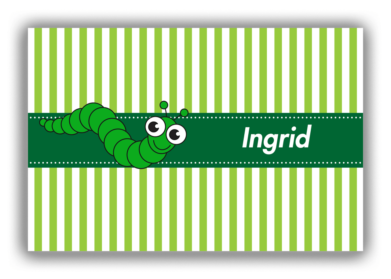Personalized Bugs Canvas Wrap & Photo Print IX - Green Stripes - Caterpillar - Front View