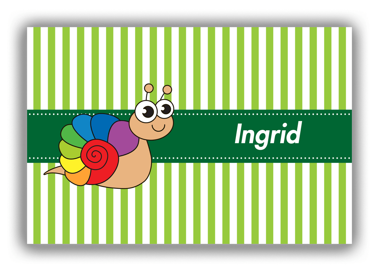 Personalized Bugs Canvas Wrap & Photo Print IX - Green Stripes - Snail - Front View