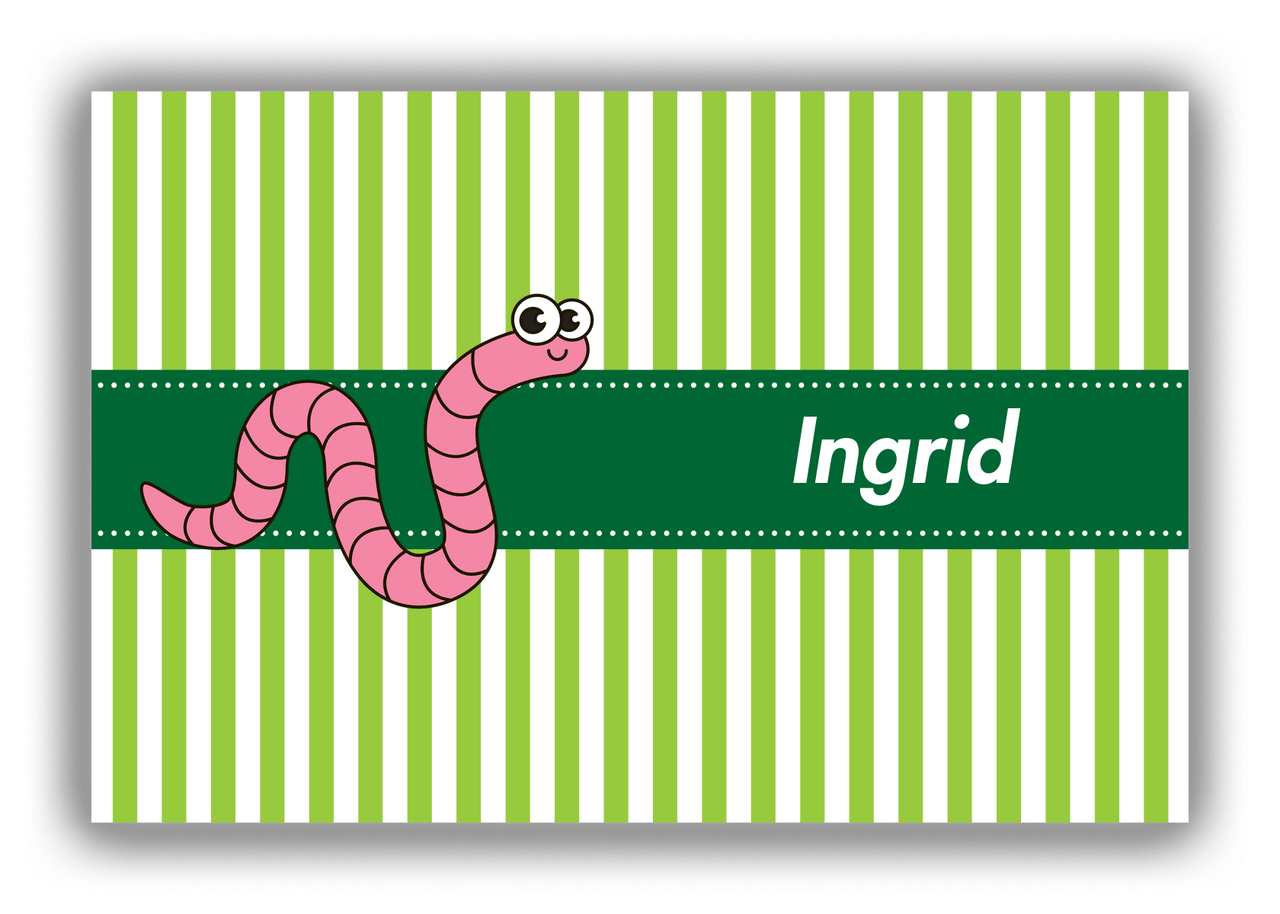 Personalized Bugs Canvas Wrap & Photo Print IX - Green Stripes - Worm - Front View