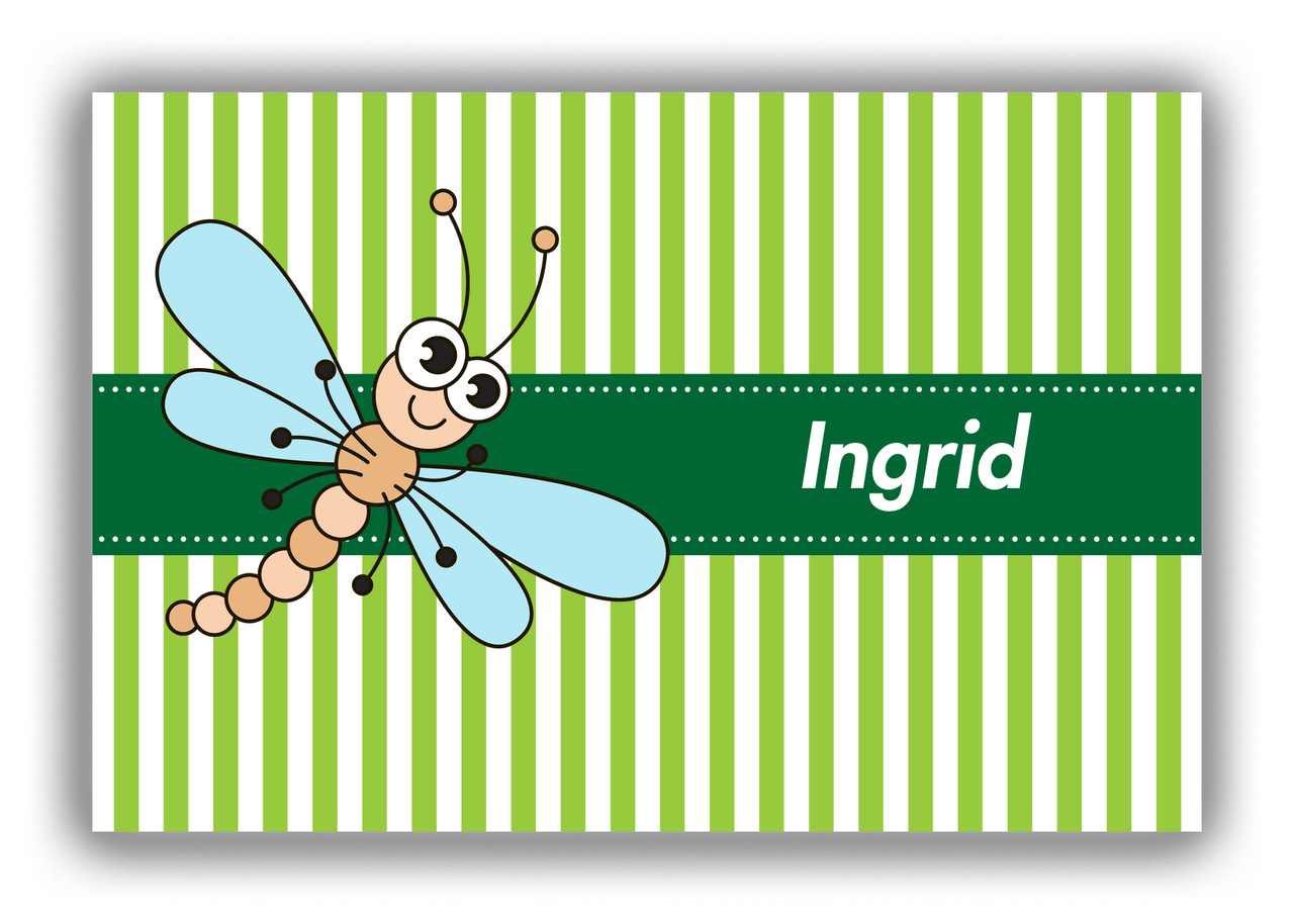 Personalized Bugs Canvas Wrap & Photo Print IX - Green Stripes - Dragonfly - Front View