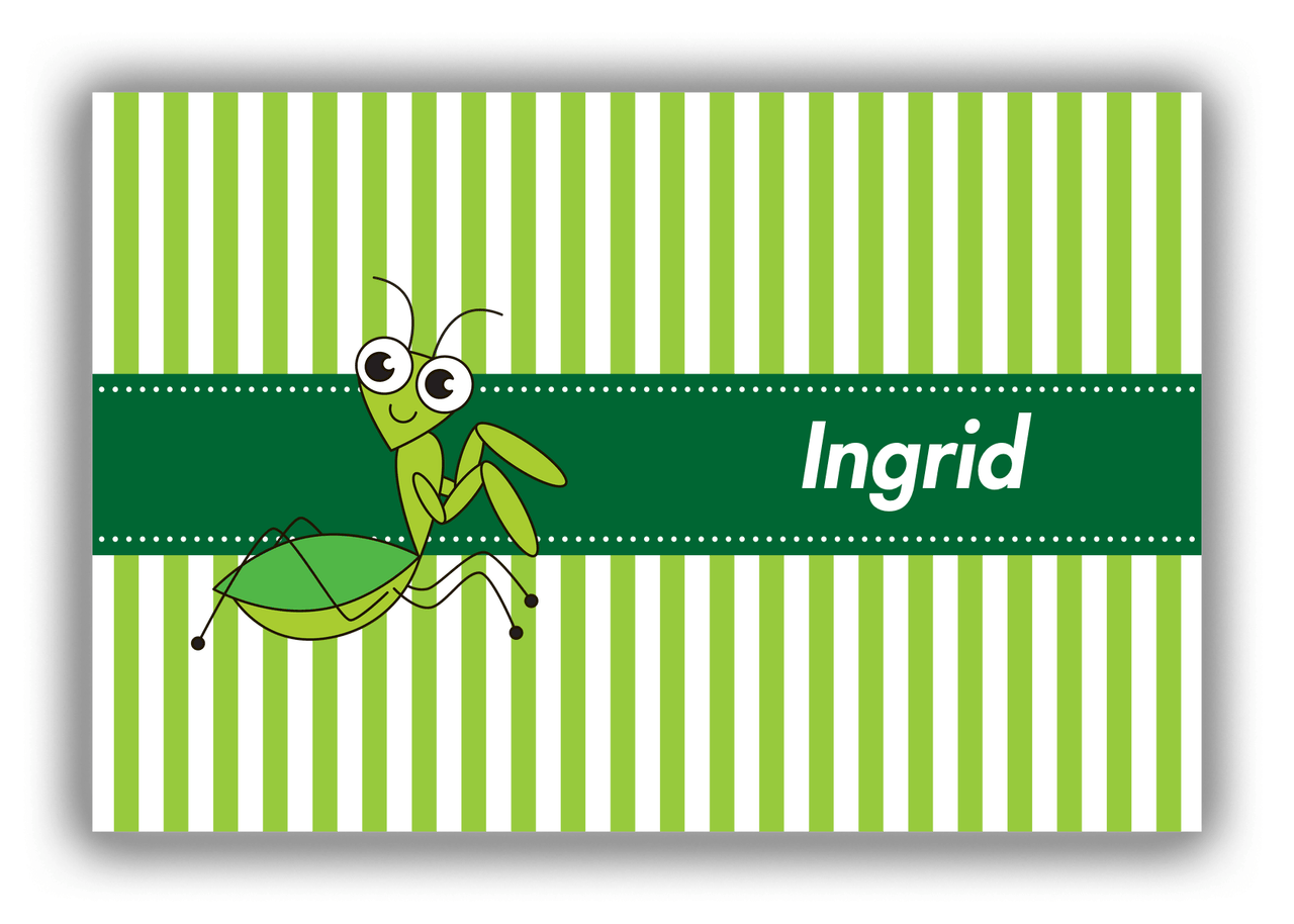 Personalized Bugs Canvas Wrap & Photo Print IX - Green Stripes - Preying Mantis - Front View