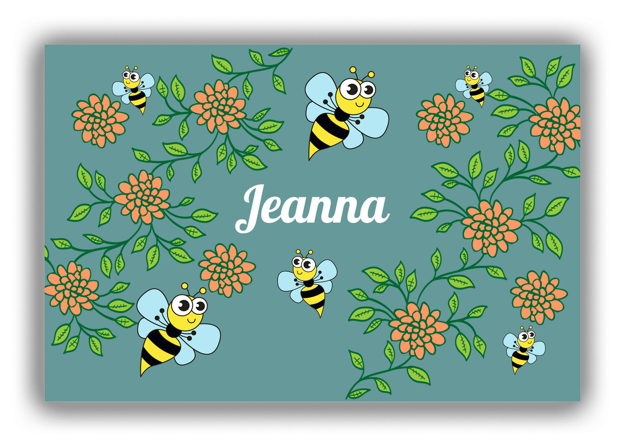 Personalized Bugs Canvas Wrap & Photo Print X - Teal Background - Hornets - Front View