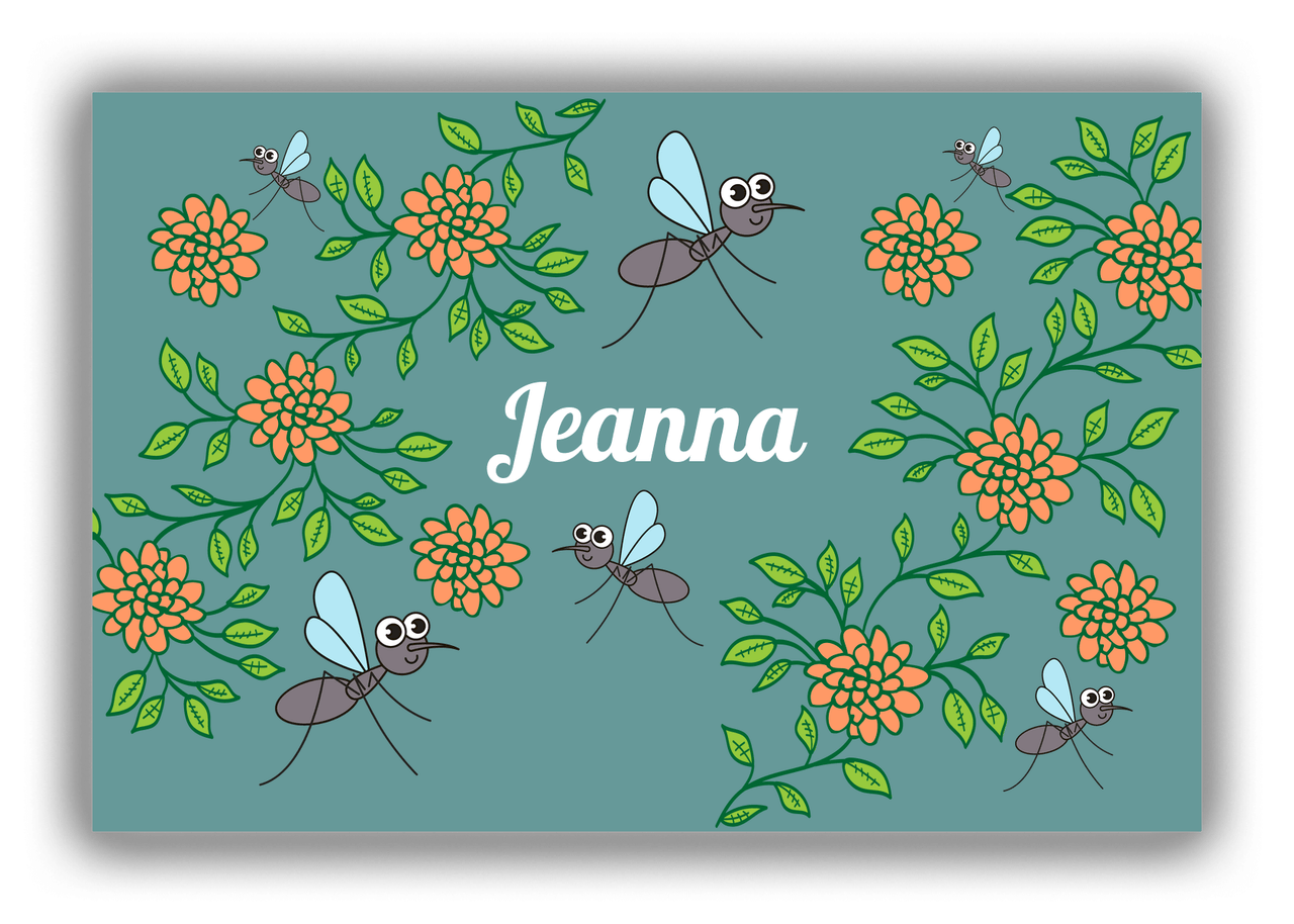 Personalized Bugs Canvas Wrap & Photo Print X - Teal Background - Mosquitos - Front View
