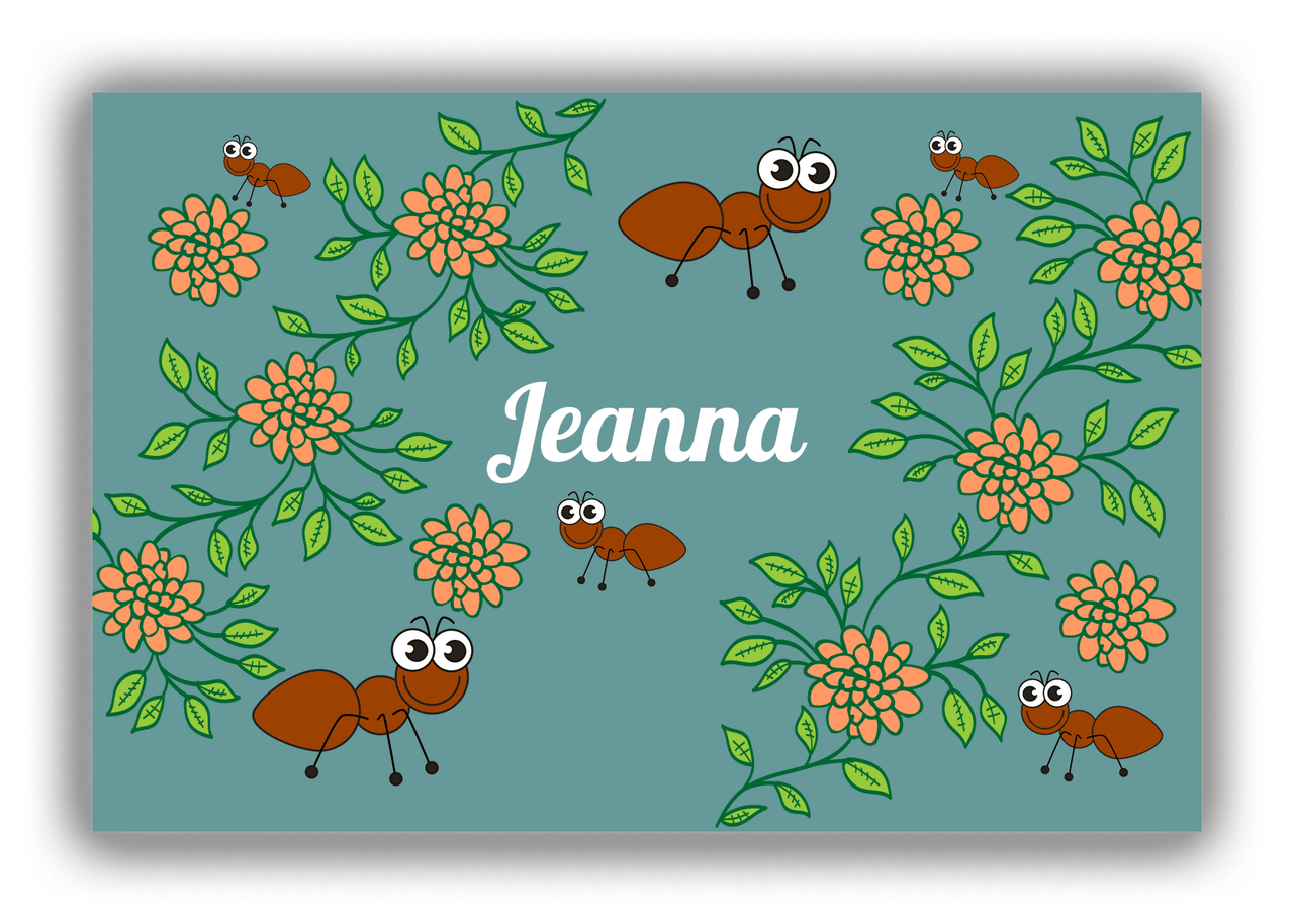 Personalized Bugs Canvas Wrap & Photo Print X - Teal Background - Ants - Front View