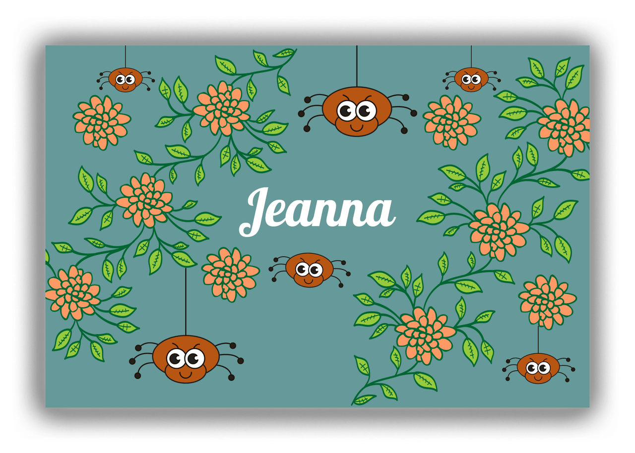 Personalized Bugs Canvas Wrap & Photo Print X - Teal Background - Spiders - Front View