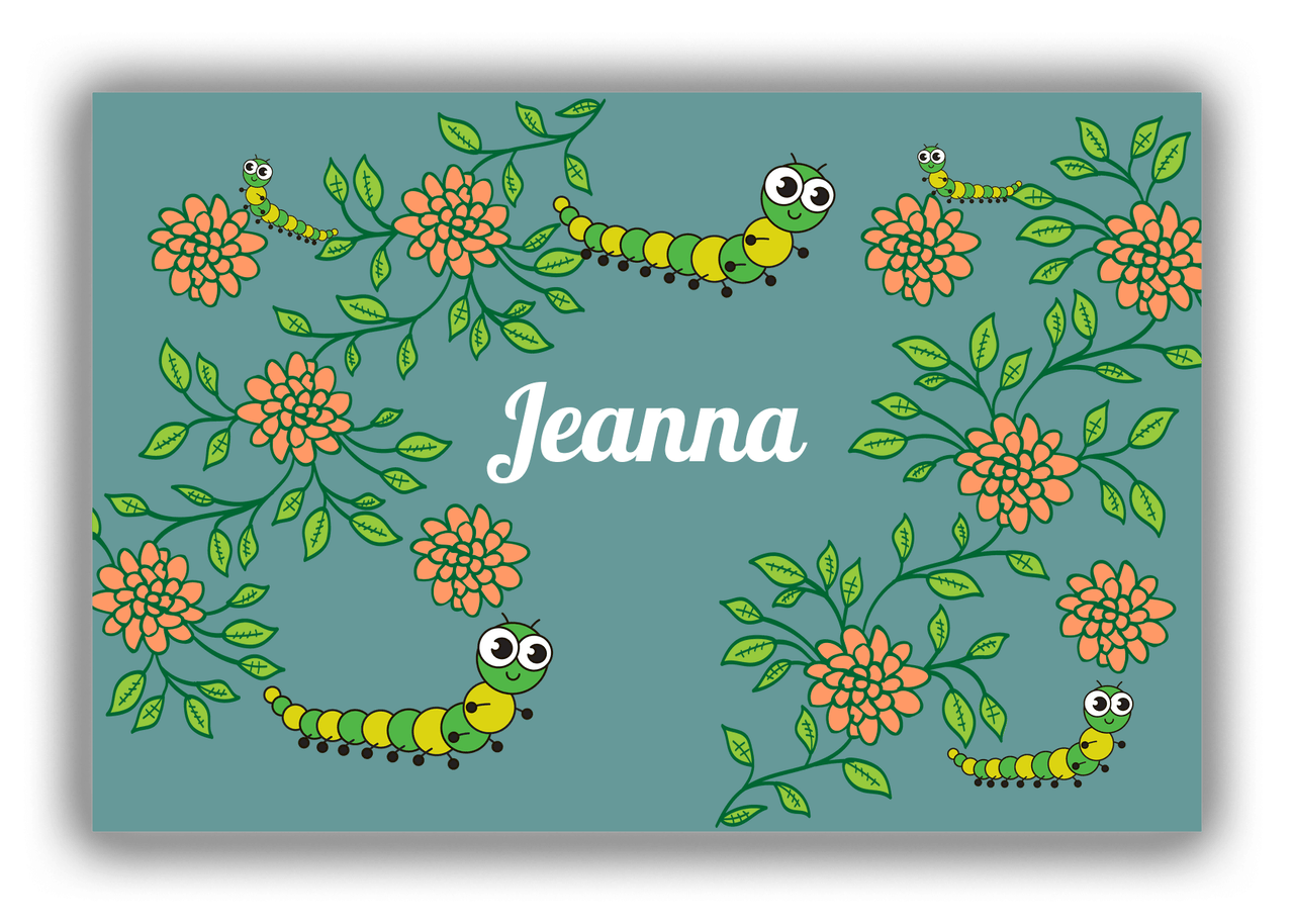 Personalized Bugs Canvas Wrap & Photo Print X - Teal Background - Millipedes - Front View