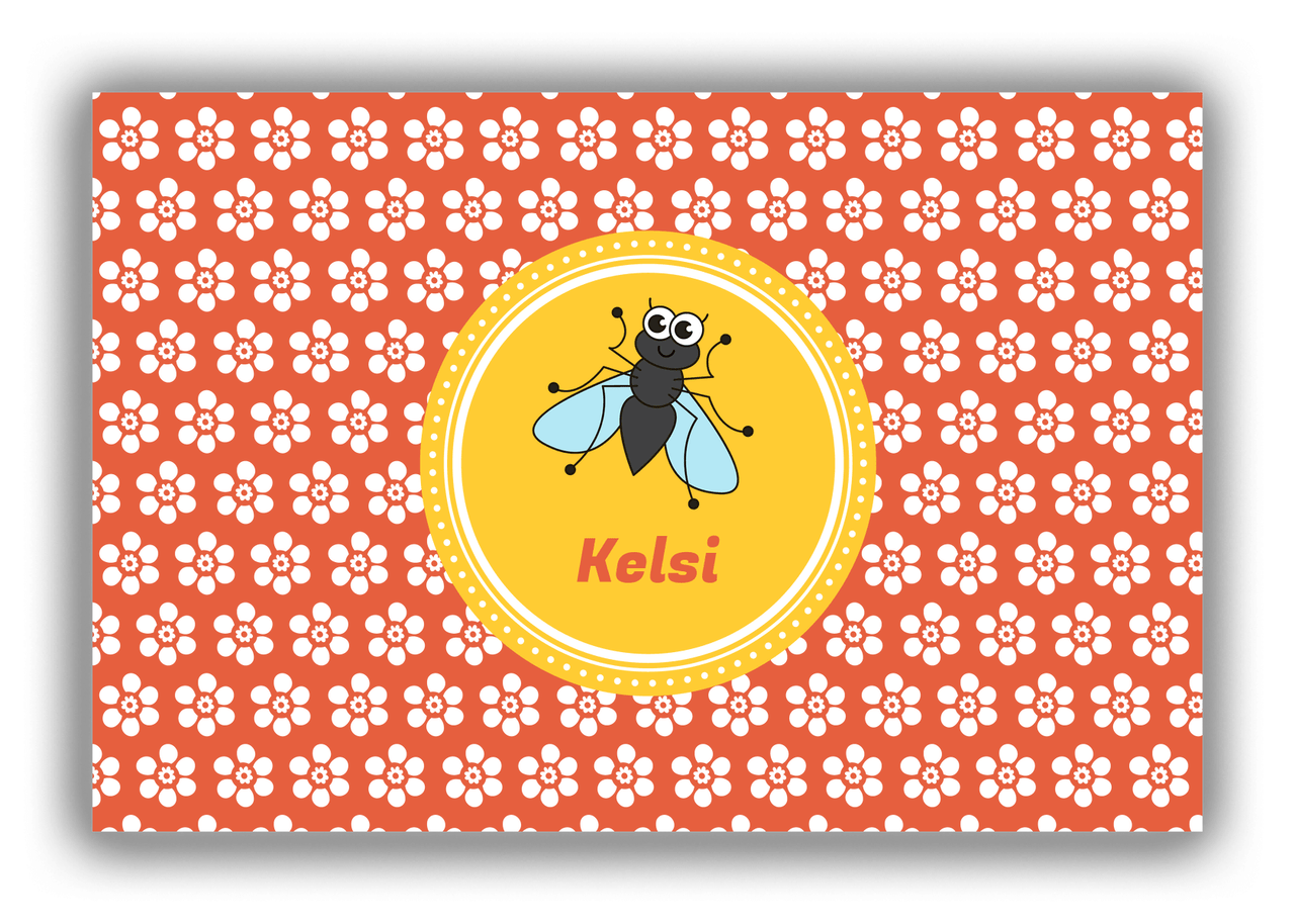 Personalized Bugs Canvas Wrap & Photo Print XI - Orange Background - Fly - Front View