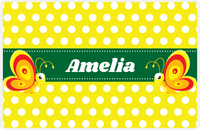 Thumbnail for Personalized Bugs Placemat I - Yellow Polka Dots - Butterfly -  View