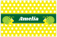 Thumbnail for Personalized Bugs Placemat I - Yellow Polka Dots - Snail -  View