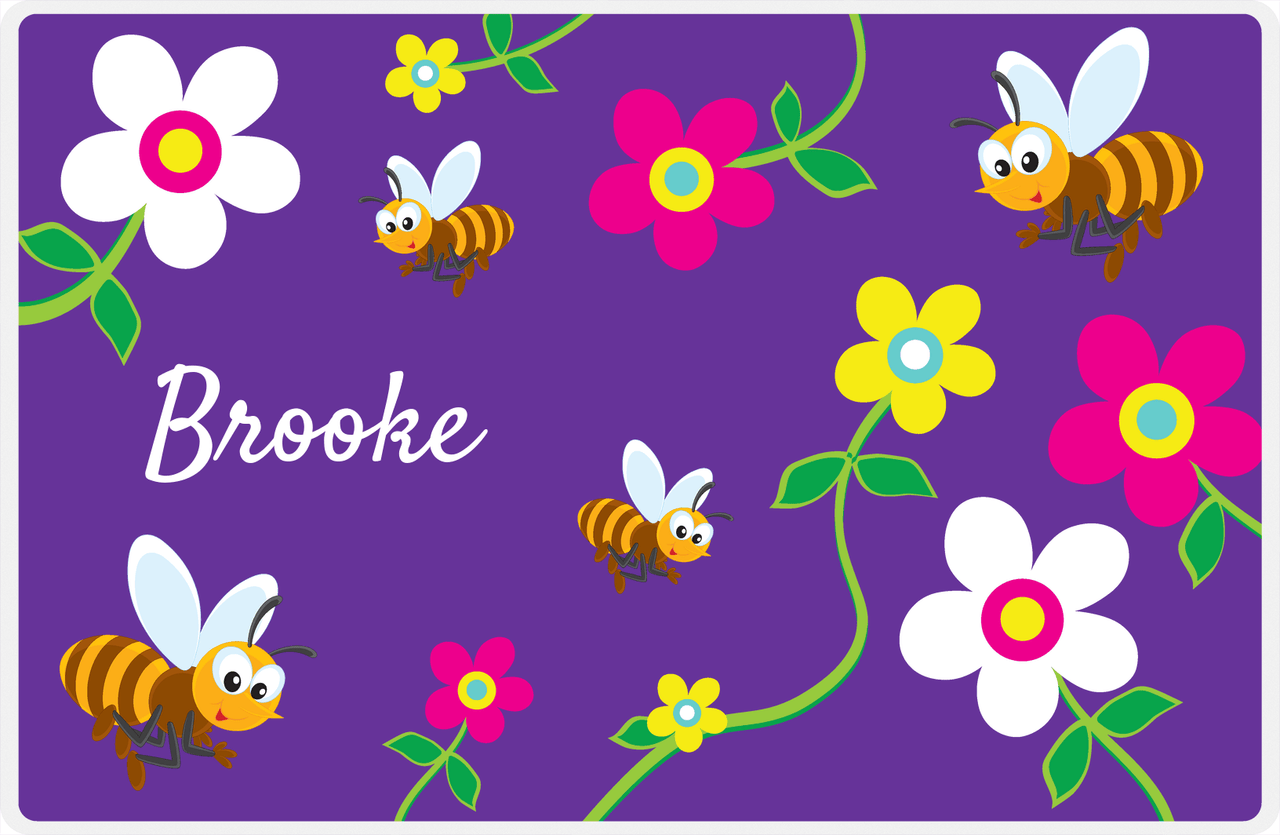 Personalized Bugs Placemat II - Purple Background - Bees -  View