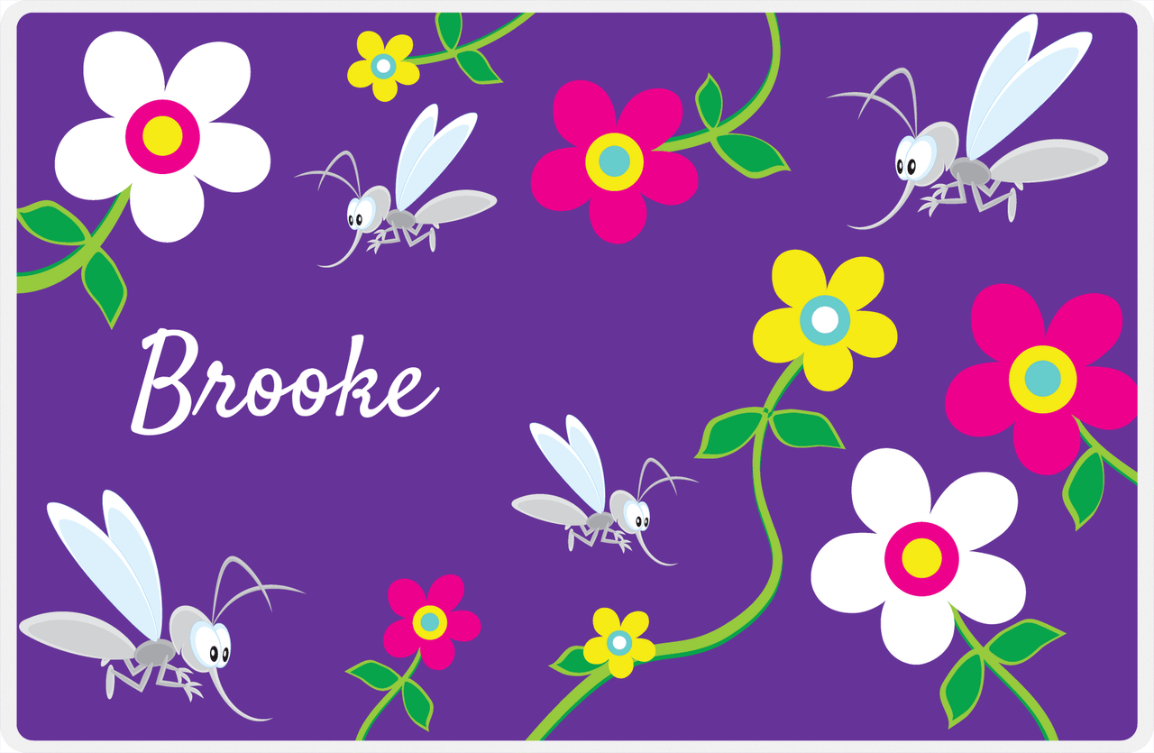 Personalized Bugs Placemat II - Purple Background - Mosquitos -  View
