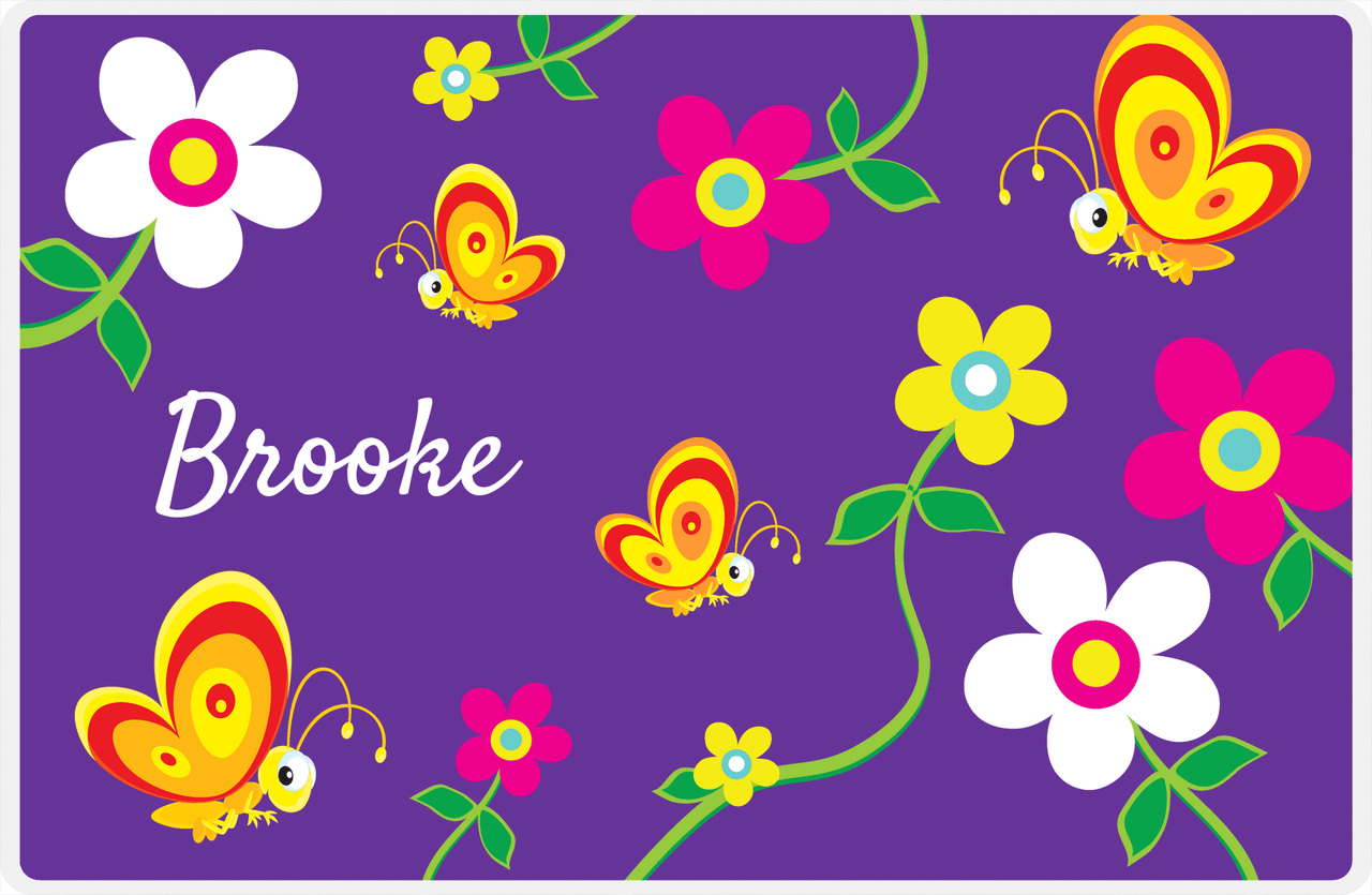 Personalized Bugs Placemat II - Purple Background - Butterflies -  View