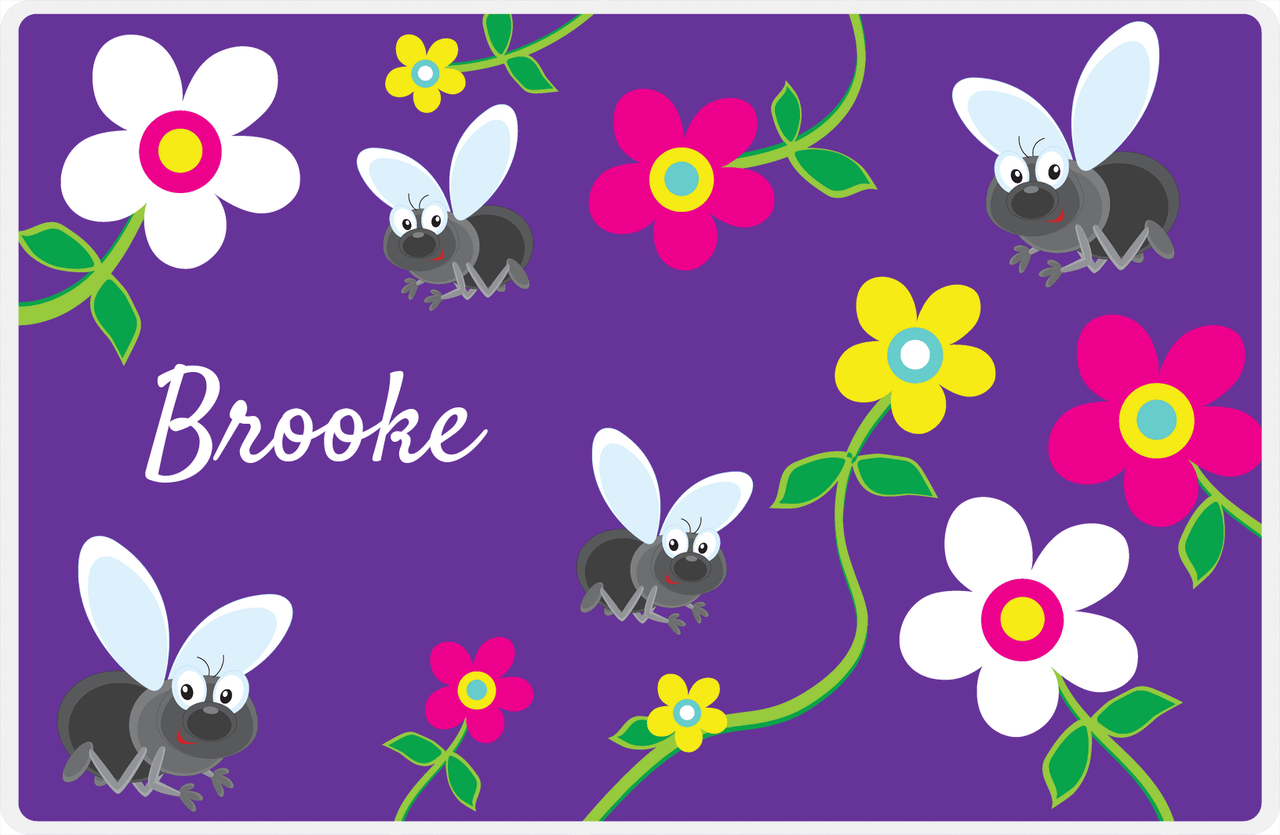 Personalized Bugs Placemat II - Purple Background - Flies -  View
