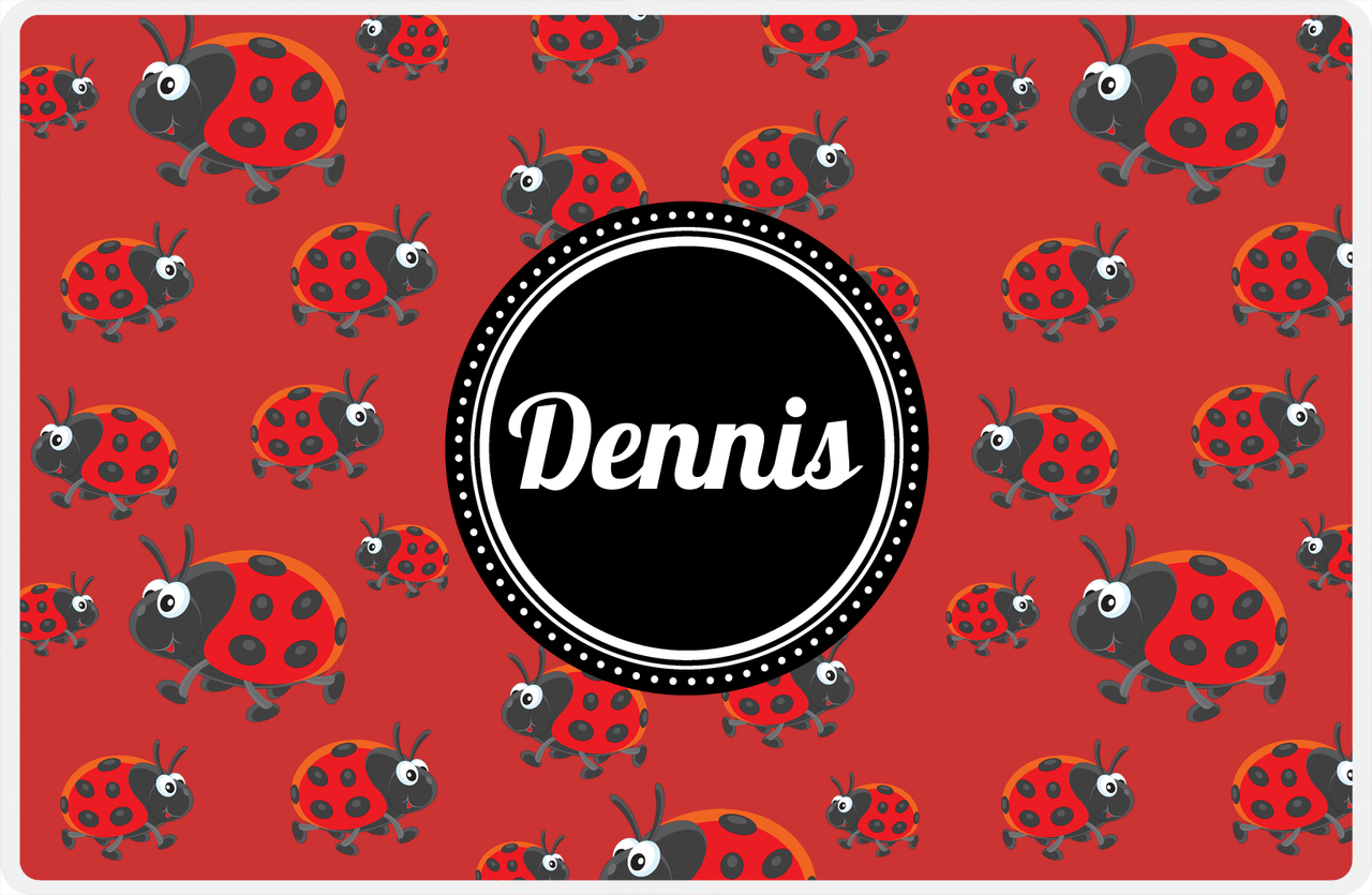 Personalized Bugs Placemat IV - Red Background - Ladybugs -  View