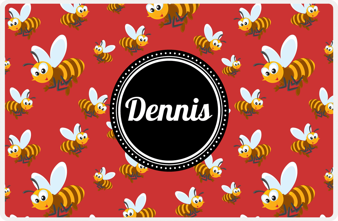 Personalized Bugs Placemat IV - Red Background - Bees -  View