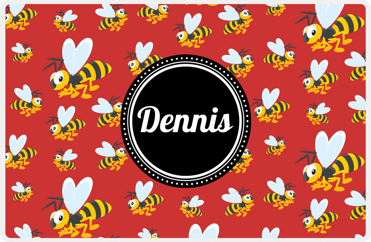 Personalized Bugs Placemat IV - Red Background - Hornets -  View