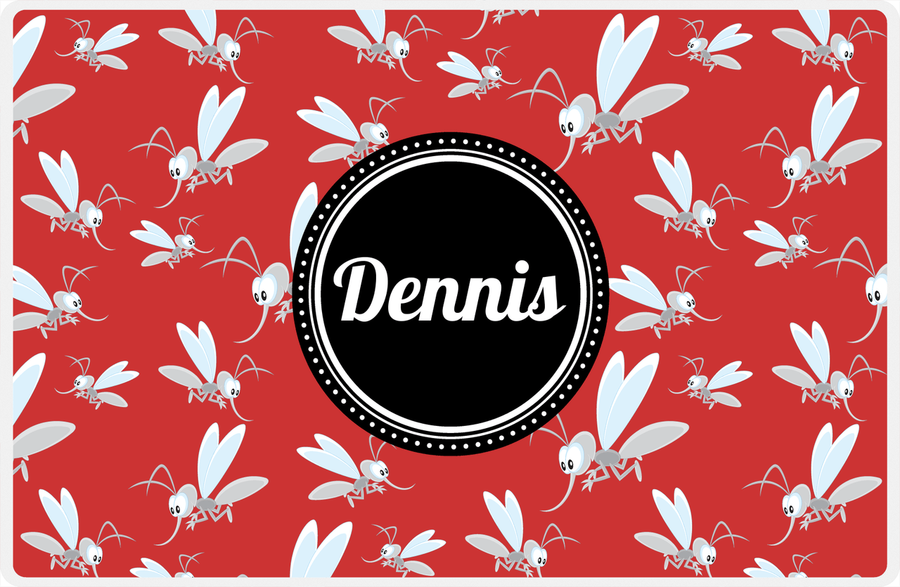 Personalized Bugs Placemat IV - Red Background - Mosquitos -  View