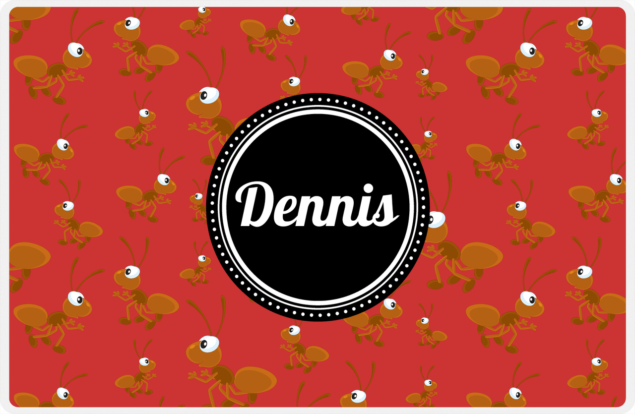 Personalized Bugs Placemat IV - Red Background - Ants -  View