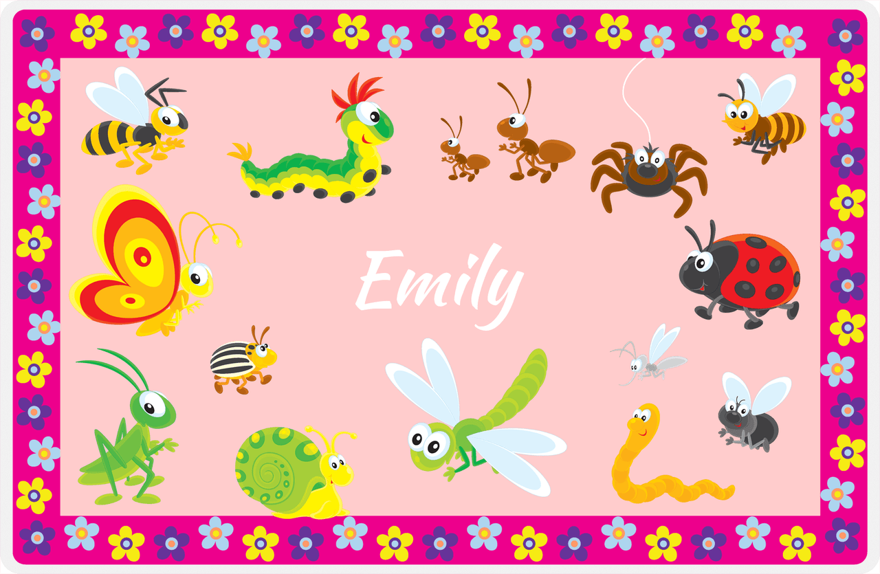 Personalized Bugs Placemat V - Pink Background -  View