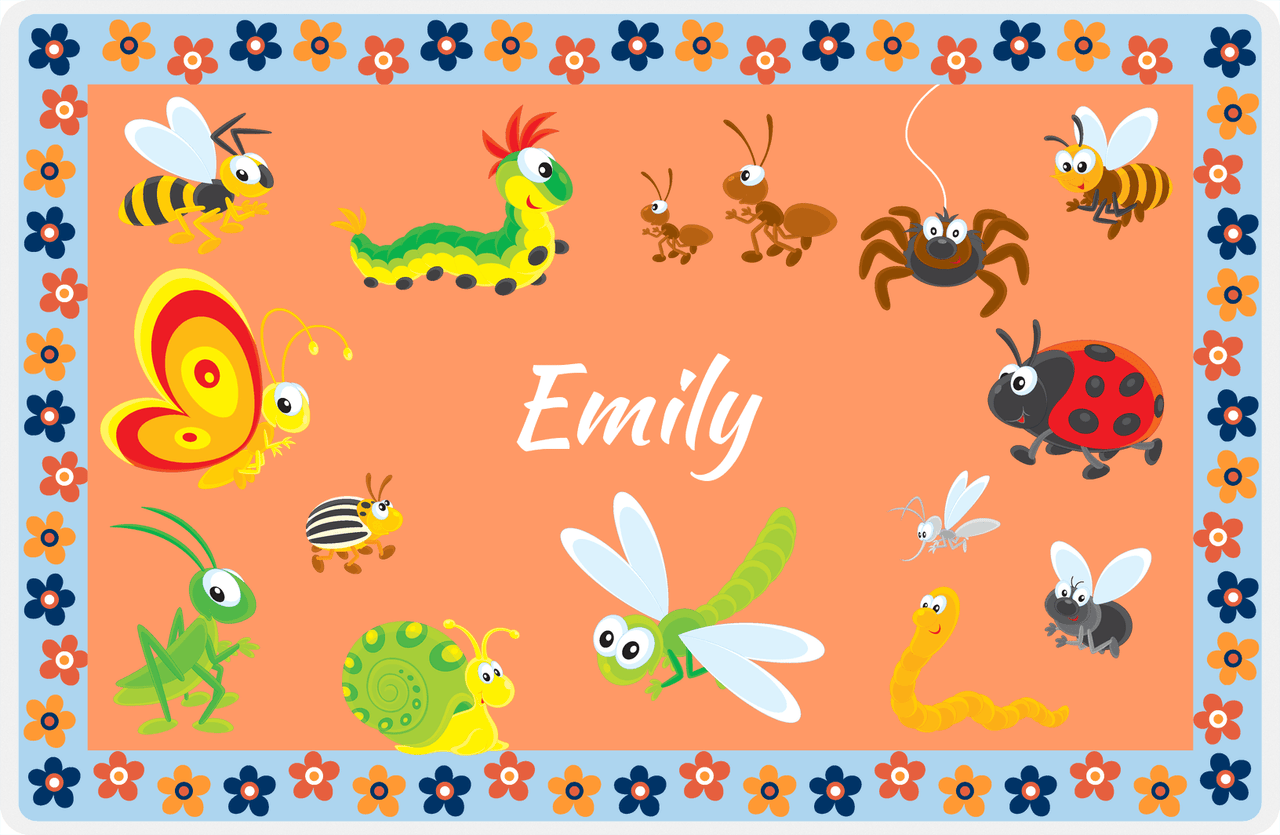 Personalized Bugs Placemat V - Orange Background -  View