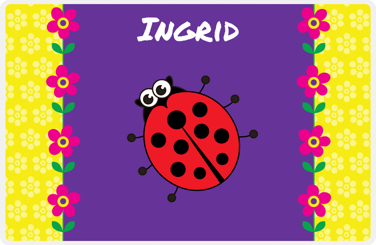 Personalized Bugs Placemat VIII - Purple Background - Ladybug -  View