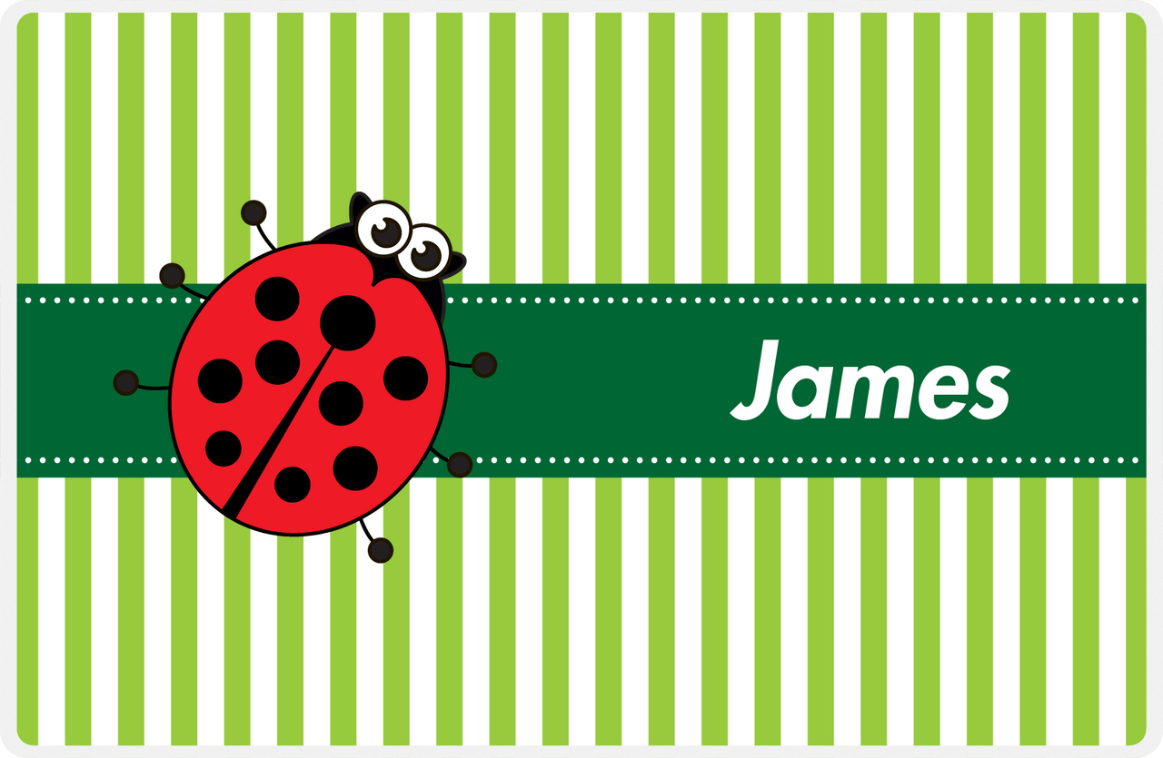 Personalized Bugs Placemat IX - Green Background - Ladybug -  View