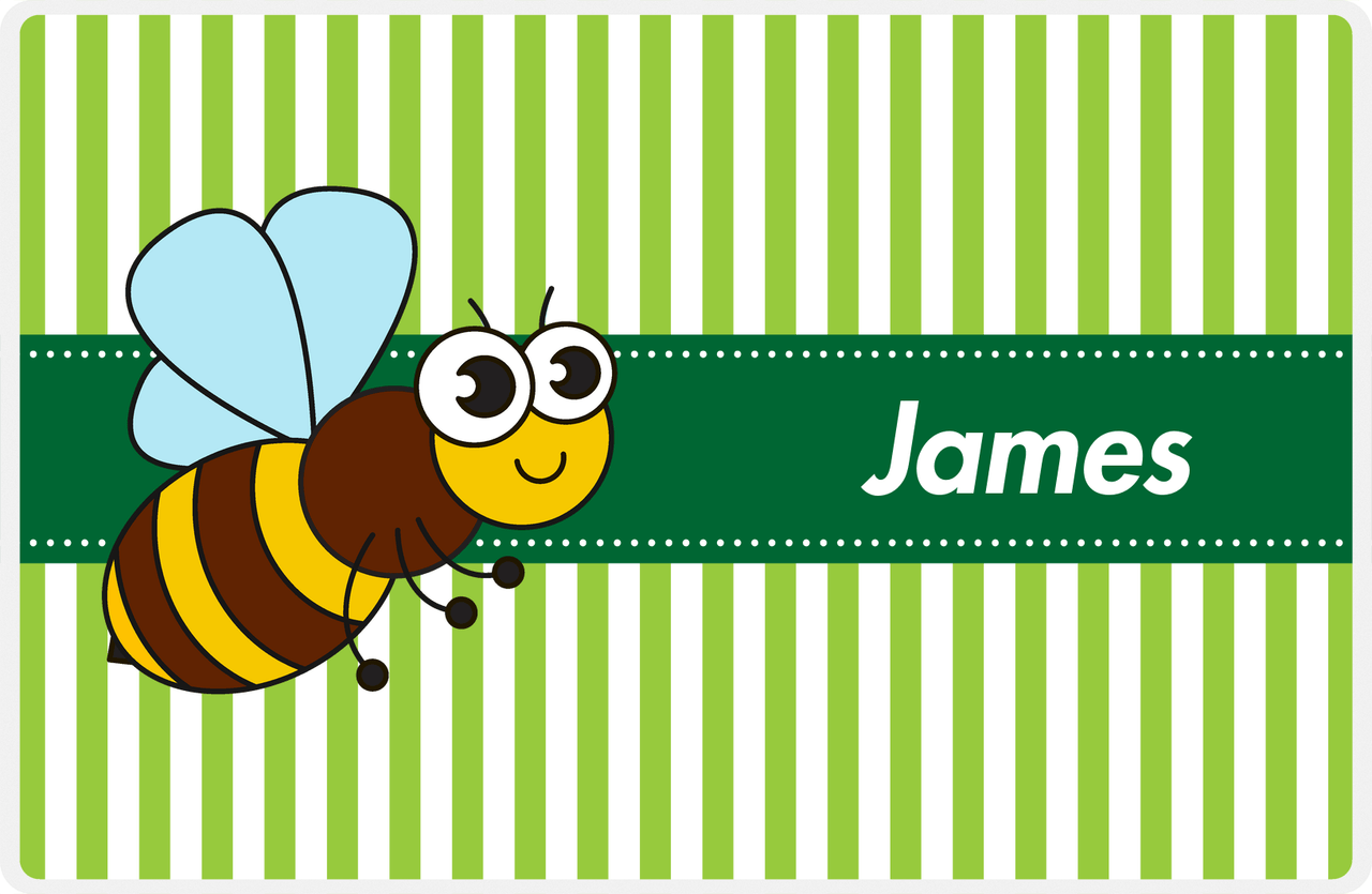 Personalized Bugs Placemat IX - Green Background - Bee -  View