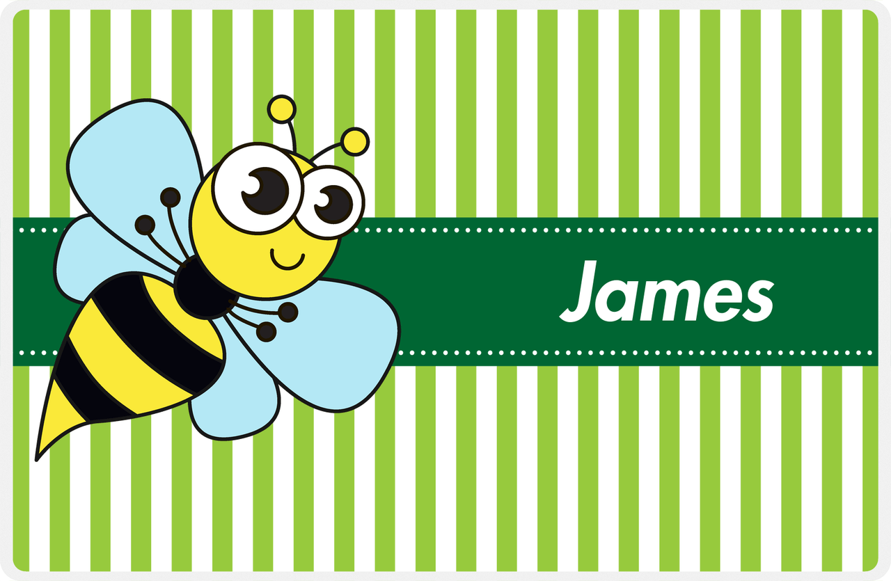 Personalized Bugs Placemat IX - Green Background - Hornet -  View