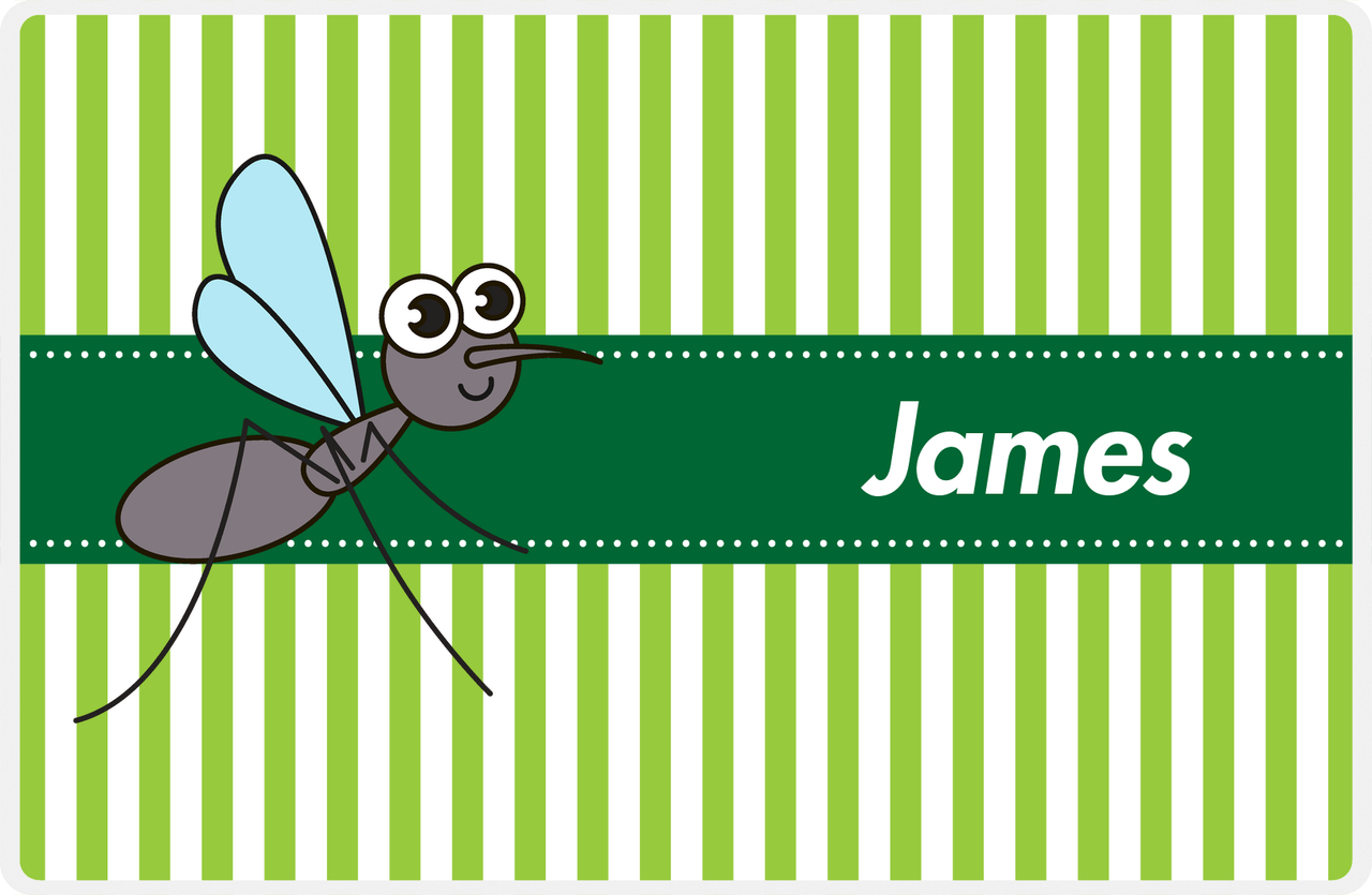 Personalized Bugs Placemat IX - Green Background - Mosquito -  View