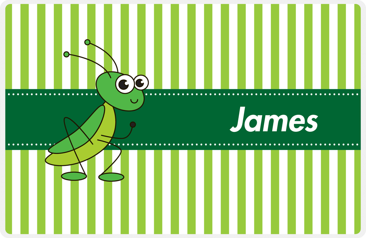 Personalized Bugs Placemat IX - Green Background - Grasshopper -  View