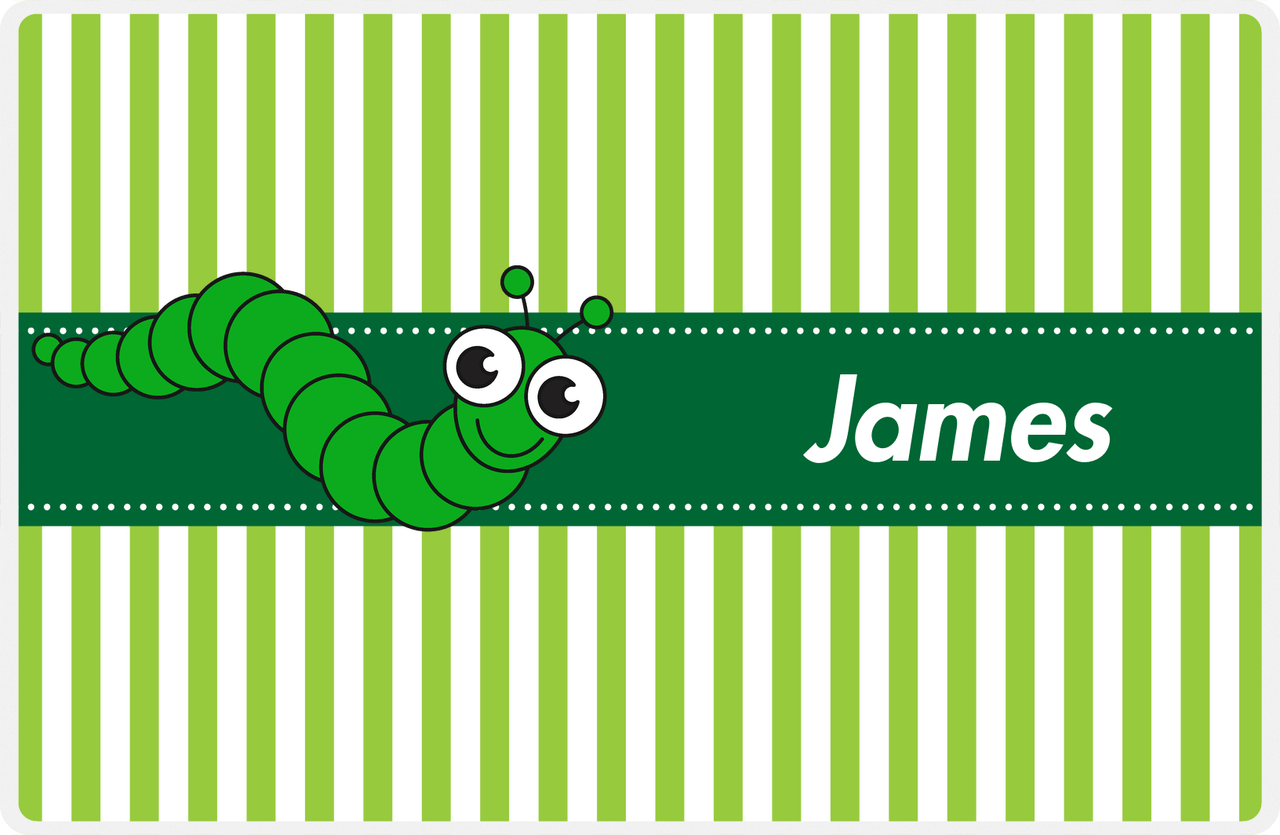 Personalized Bugs Placemat IX - Green Background - Caterpillar -  View