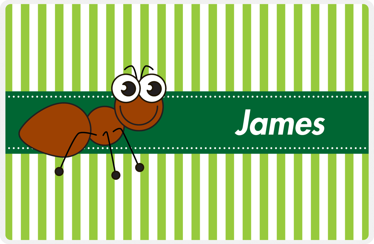 Personalized Bugs Placemat IX - Green Background - Ant -  View
