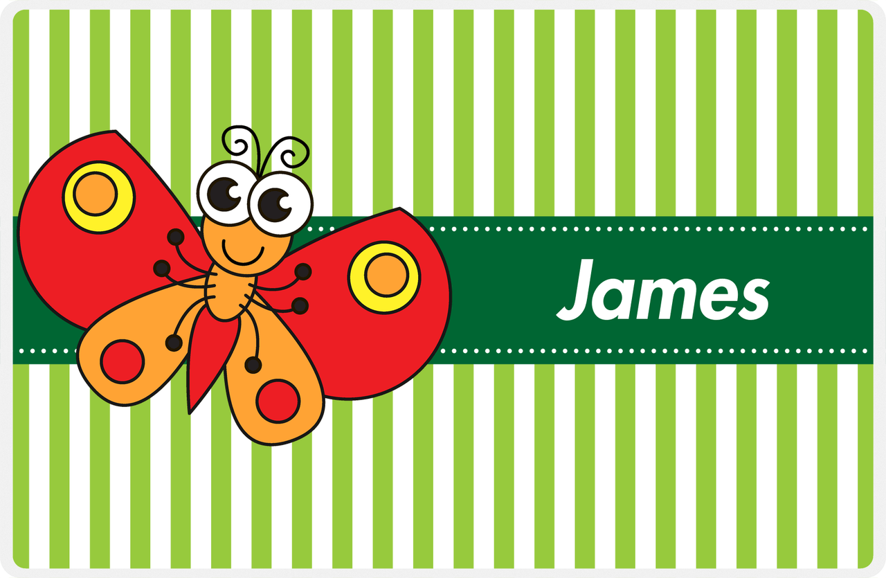 Personalized Bugs Placemat IX - Green Background - Butterfly -  View