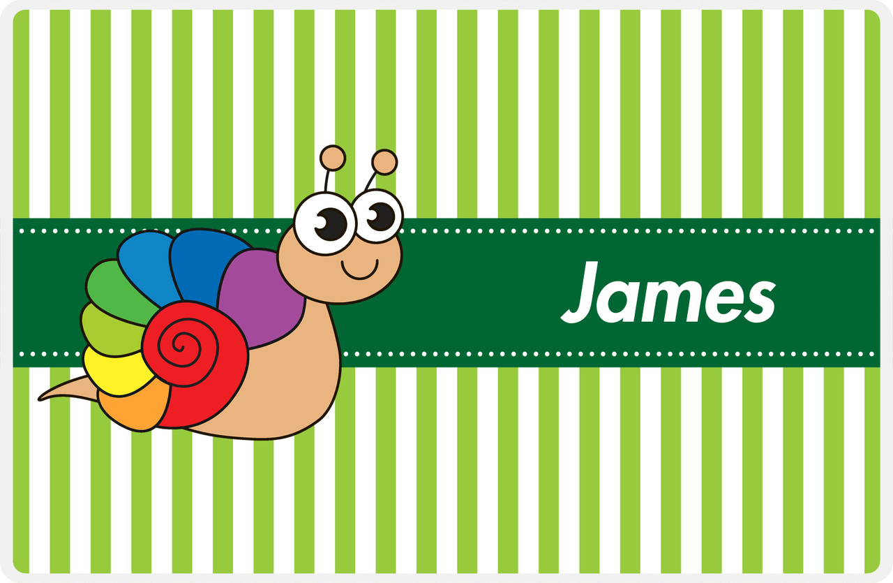 Personalized Bugs Placemat IX - Green Background - Snail -  View