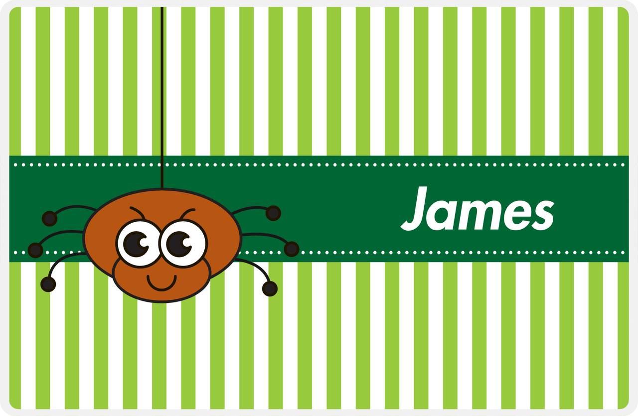 Personalized Bugs Placemat IX - Green Background - Spider -  View