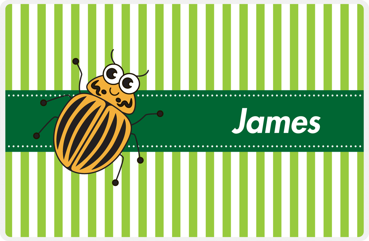 Personalized Bugs Placemat IX - Green Background - Beetle -  View