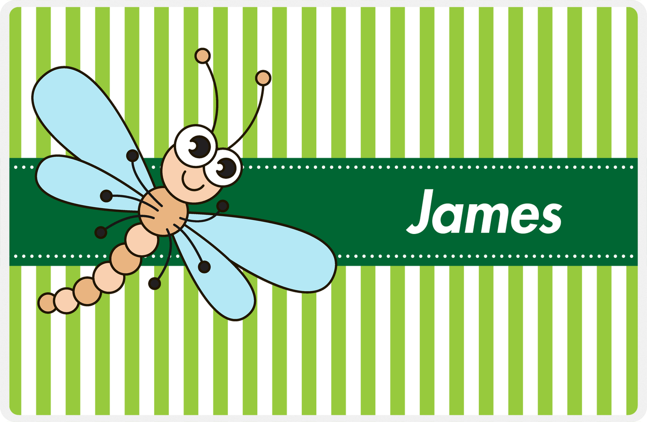 Personalized Bugs Placemat IX - Green Background - Dragonfly -  View