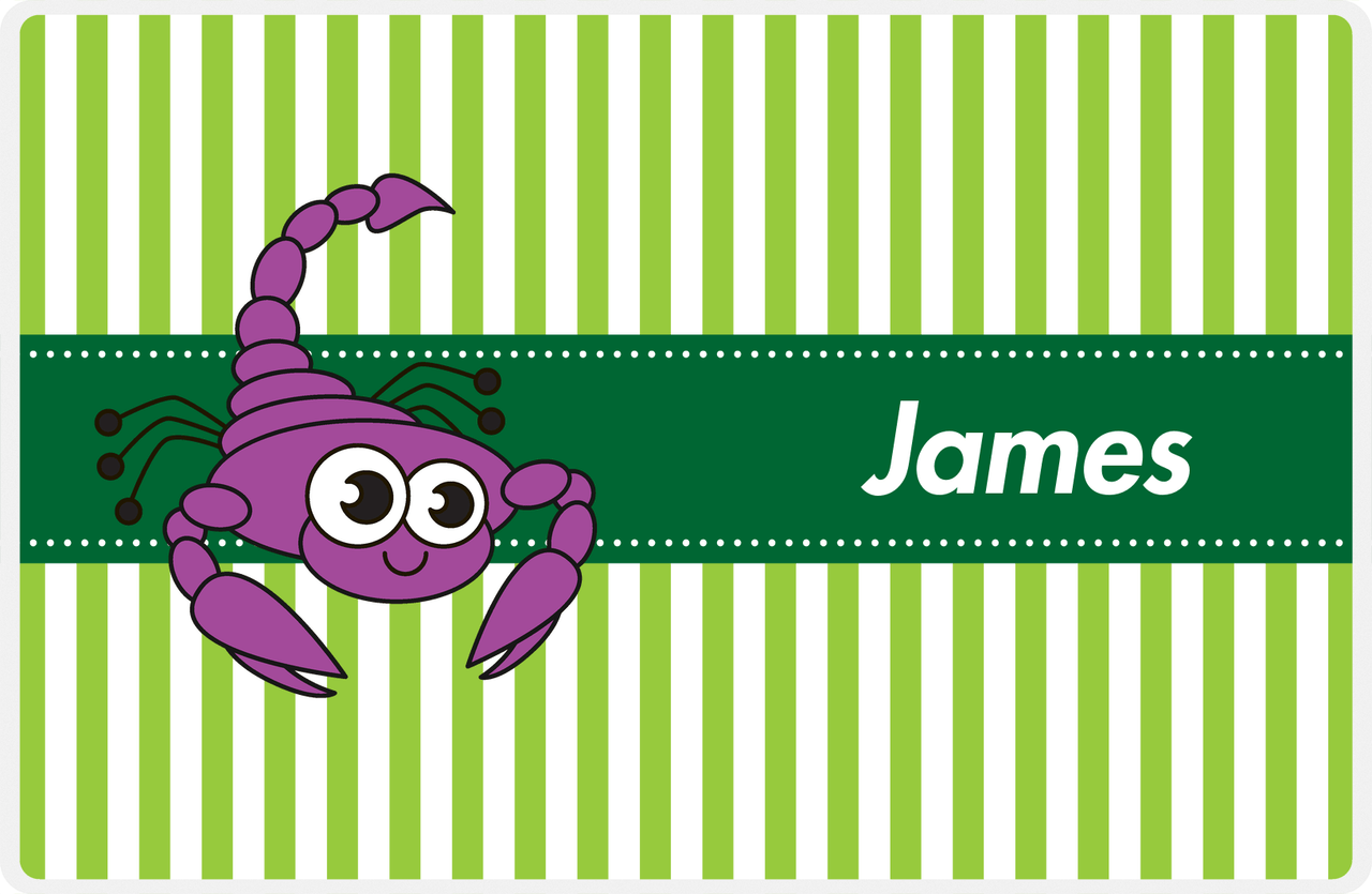 Personalized Bugs Placemat IX - Green Background - Scorpion -  View