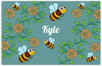 Thumbnail for Personalized Bugs Placemat X - Teal Background - Bee -  View