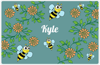 Thumbnail for Personalized Bugs Placemat X - Teal Background - Hornet -  View
