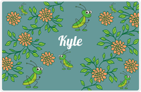 Thumbnail for Personalized Bugs Placemat X - Teal Background - Grasshopper -  View