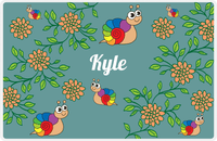 Thumbnail for Personalized Bugs Placemat X - Teal Background - Snail -  View