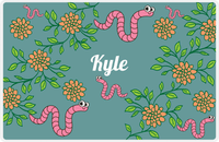 Thumbnail for Personalized Bugs Placemat X - Teal Background - Worm -  View