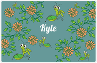 Thumbnail for Personalized Bugs Placemat X - Teal Background - Preying Mantis -  View