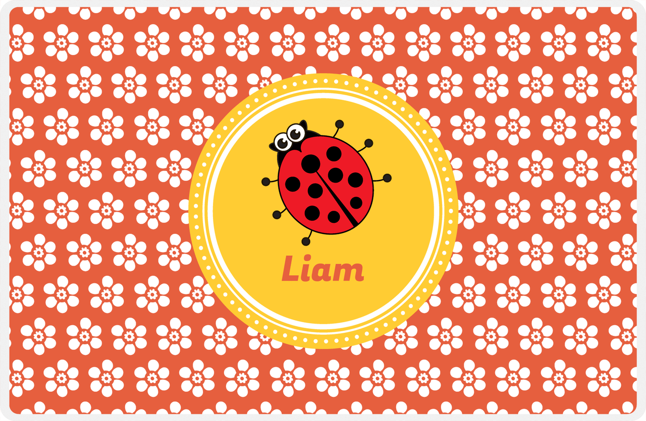 Personalized Bugs Placemat XI - Orange Background - Ladybug -  View