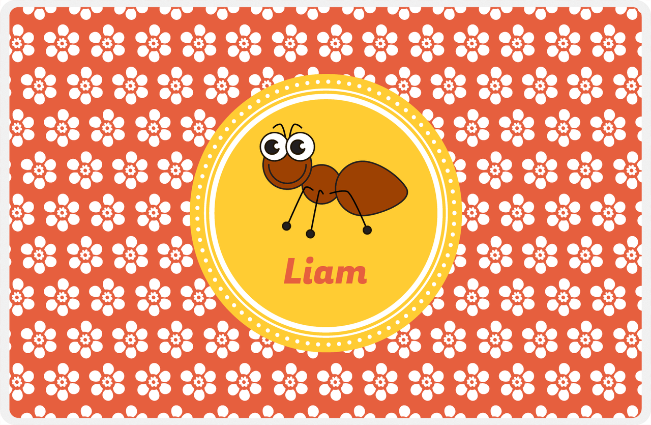 Personalized Bugs Placemat XI - Orange Background - Ant -  View
