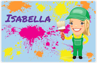 Thumbnail for Personalized Builder Tools Placemat III - Paint Splatter - Blonde Girl -  View
